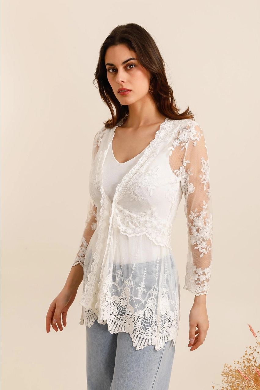 Blondecardigan - Lace whisper, str. M - Billede 4