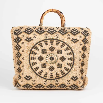 Boho taske i jute og bambus