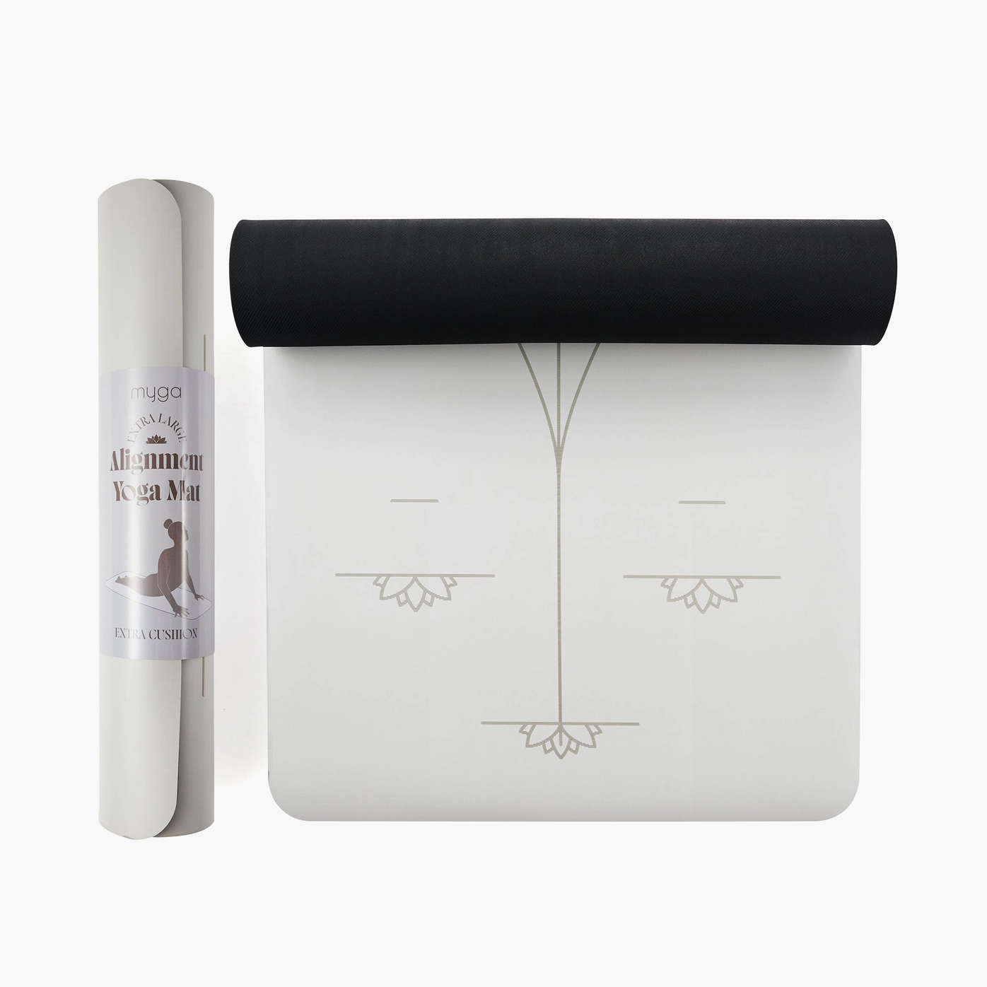 Større og blødere yogamåtte med justeringslinjer - Silver mist