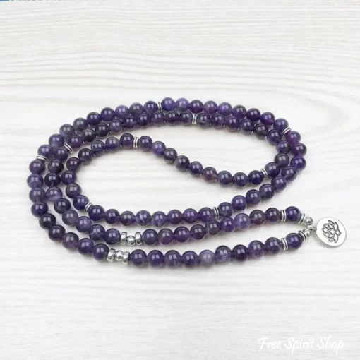 Ametyst mala armbånd med Lotus vedhæng - Image 2