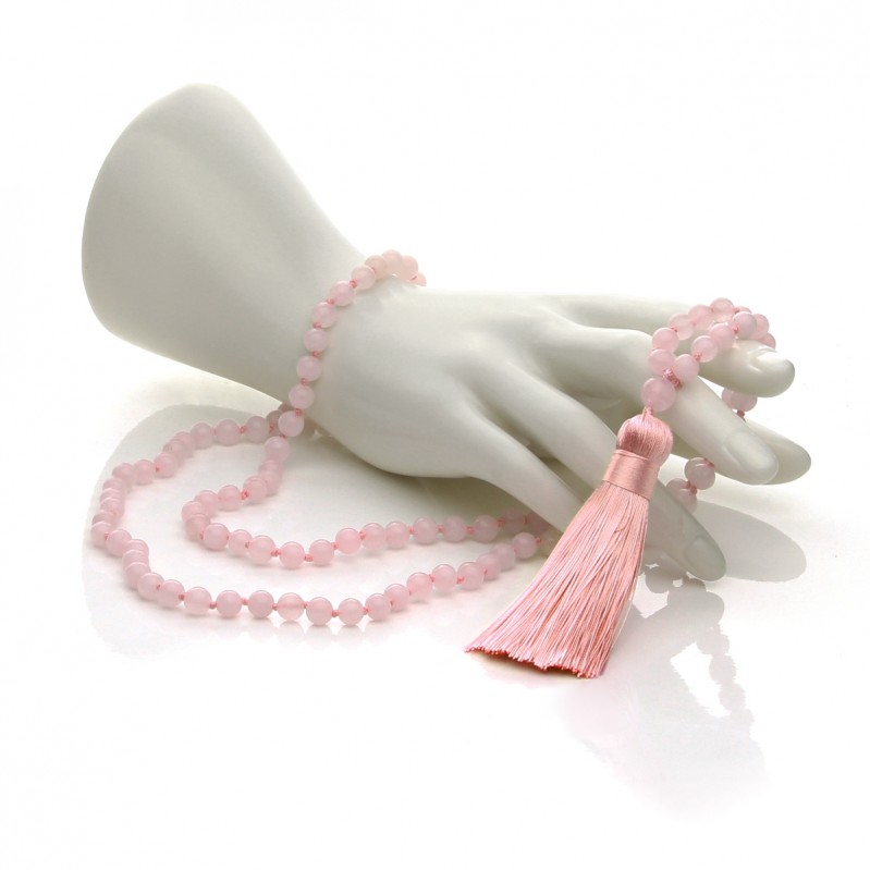 Japa Mala i rosa kvarts – 108 perler - Billede 2