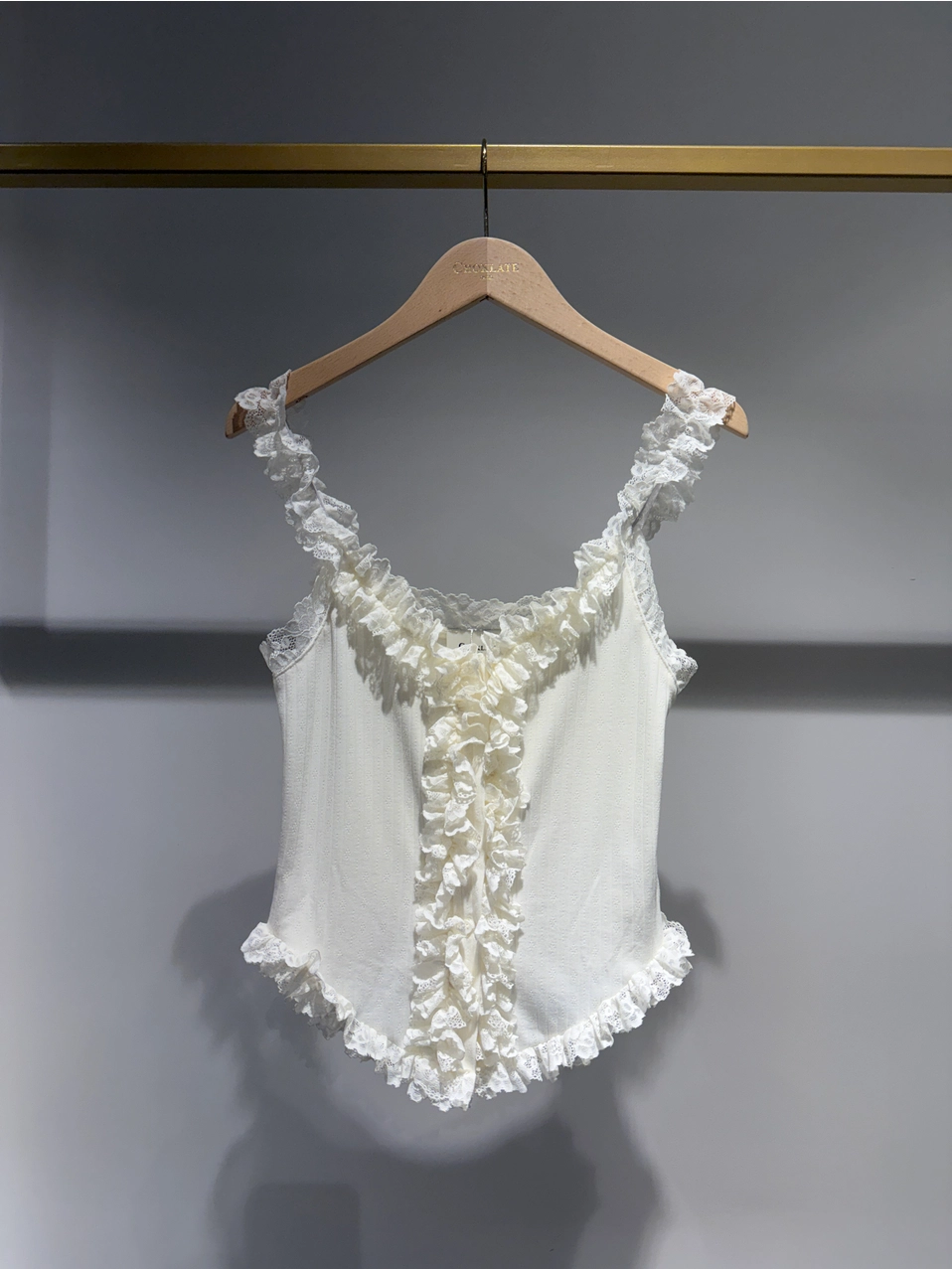 Corsagetop i bohemestil - Elfenben, str. M - Billede 5