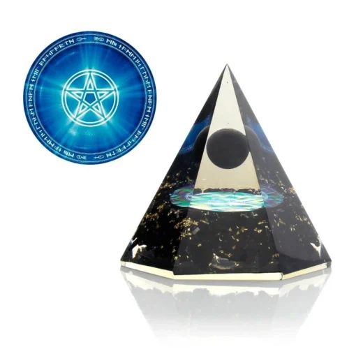 Sort turmalin og orgonit - hexagon pyramide - Image 3