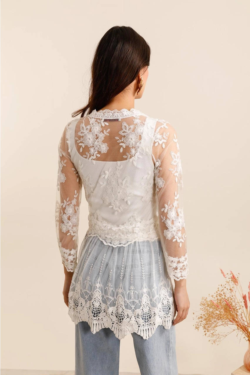 Blondecardigan - Lace whisper, str. M - Billede 5