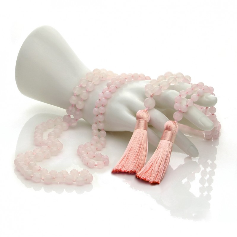 Japa Mala i rosa kvarts – 108 perler - Billede 3
