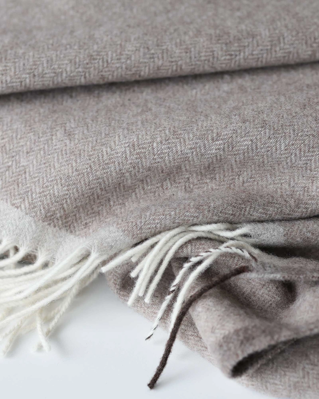 Kashmir og Merino uld plaid - luksus, varme og håndværk – Mokka Taupe - Billede 3