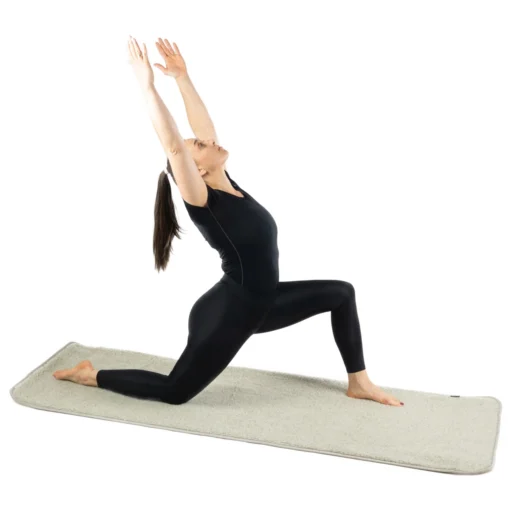 Uldyogamåtte 80 cm bred med bæretaske - lys grå - Image 5