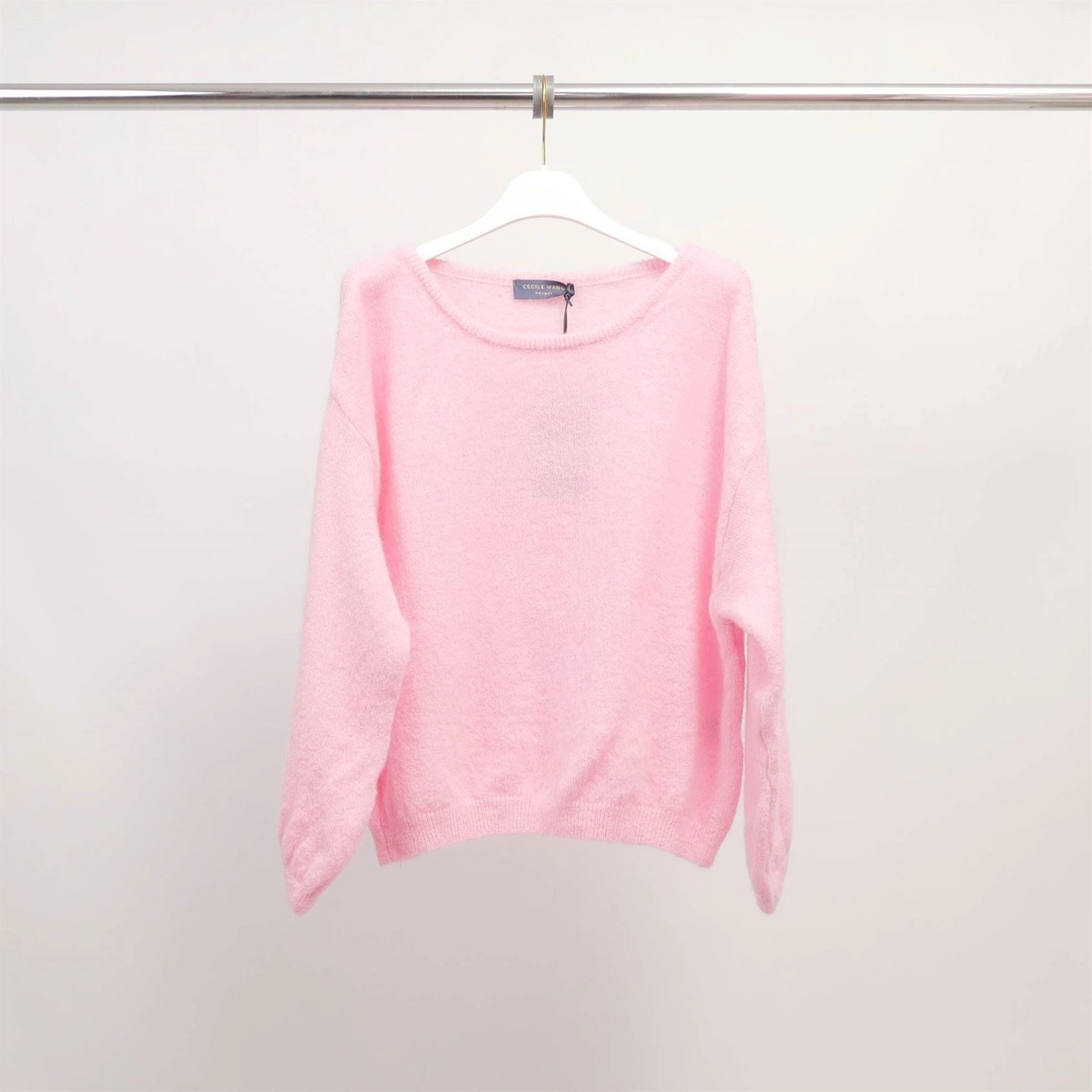 Sweater i kid mohair & Suri alpaka - rose cloud, one size