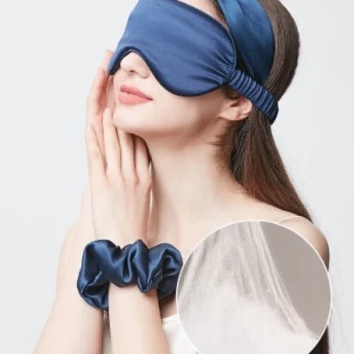 100% silke sovemaske - midnatsblå