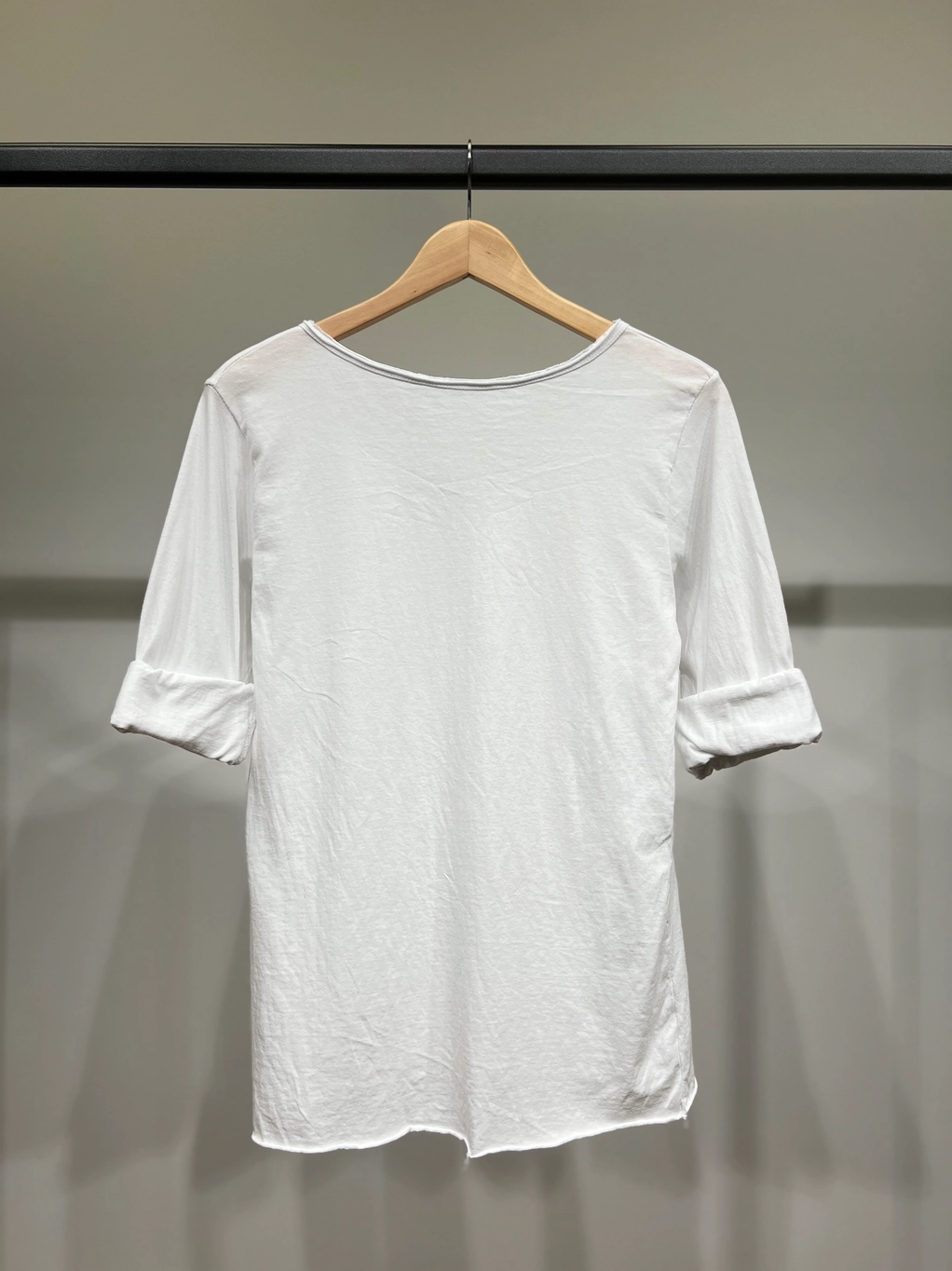 T-shirt i bomuld med Henley-hals - white, one size - Billede 2