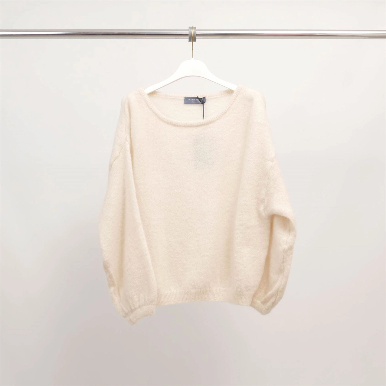 Sweater I Kid mohair og Suri alpaka - Vanilla cloud, one size