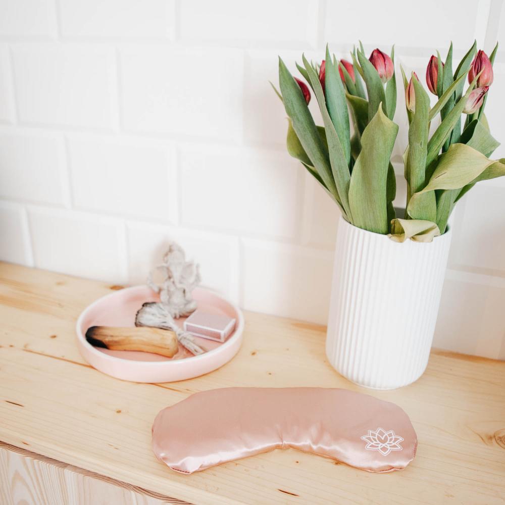 Silke øjenpude med lavendel og hørfrø - rosa - Billede 4