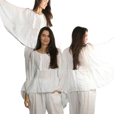 Smuk italiensk oversize skjorte i 100% hør