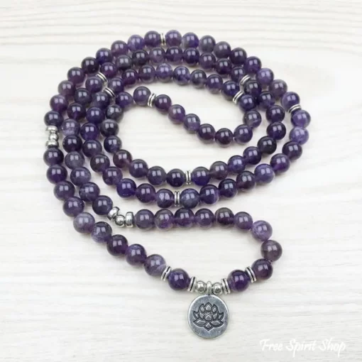 Ametyst mala armbånd med Lotus vedhæng - Image 3