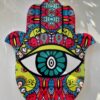 Dekorativ Hamsa bordskåner - rød/lime