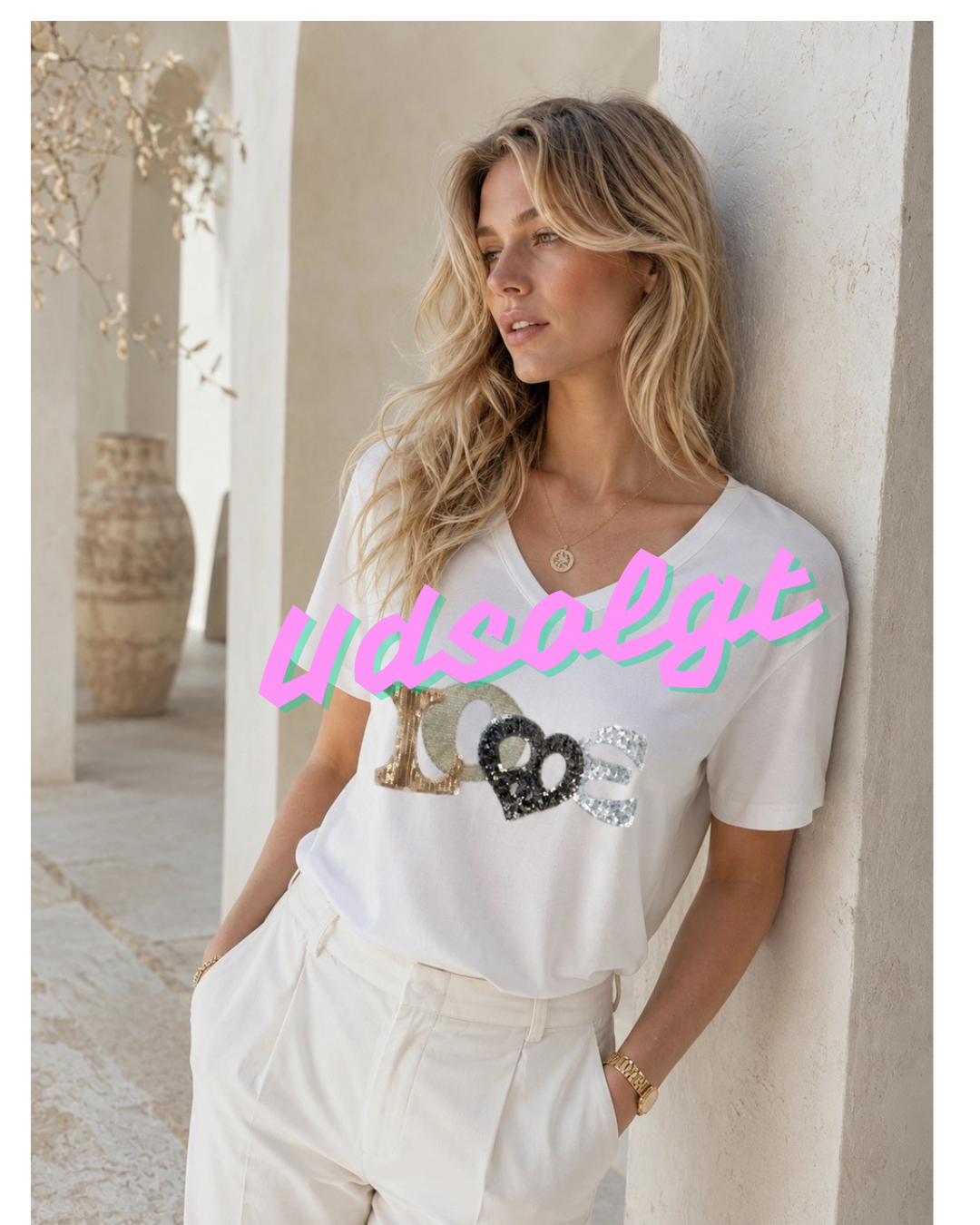 LOVE T-shirt - Elfenben, str. L/XL