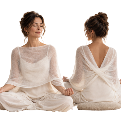 Superkid Mohair meditationssjal - one size - farve creme