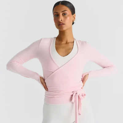 Soft Ballet Wrap Top - rose, str. S