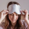 Luksus sovemaske med 100% silke på begge sider - Silver mist