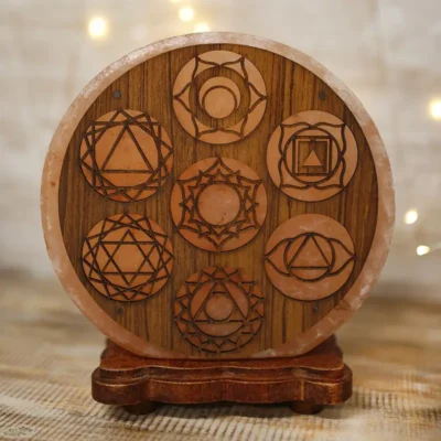7 Chakra Himalaya salt lampe -  håndlavet