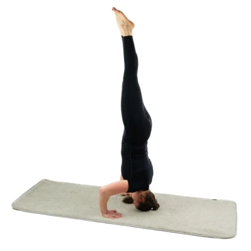 Uldyogamåtte 80 cm bred med bæretaske - lys grå