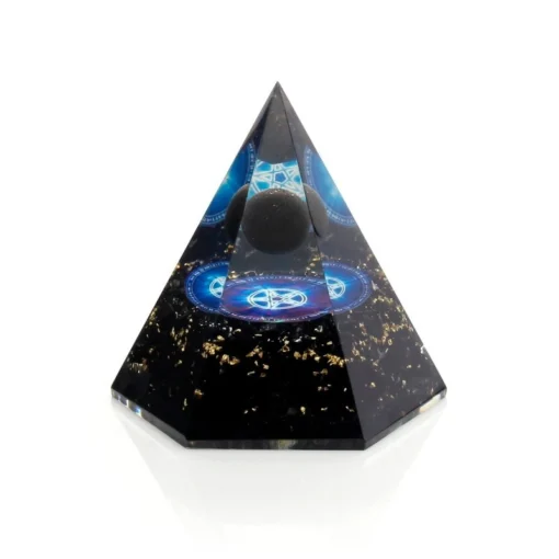 Sort turmalin og orgonit - hexagon pyramide - Image 2