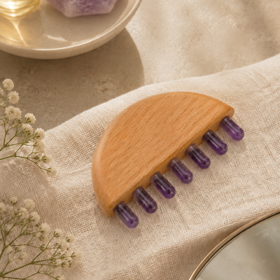 Meridian ansigts- og kropsmassage med Ametyst knopper