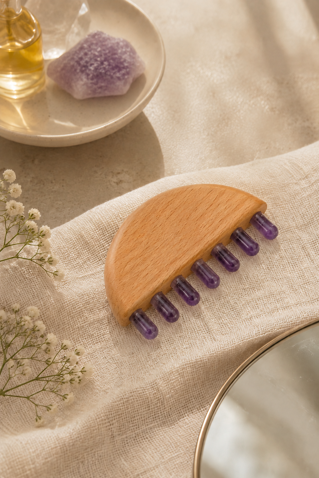 Meridian ansigts- og kropsmassage med Ametyst knopper