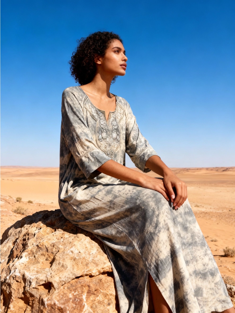 Bohemekjole med Broderi, one size - Billede 4