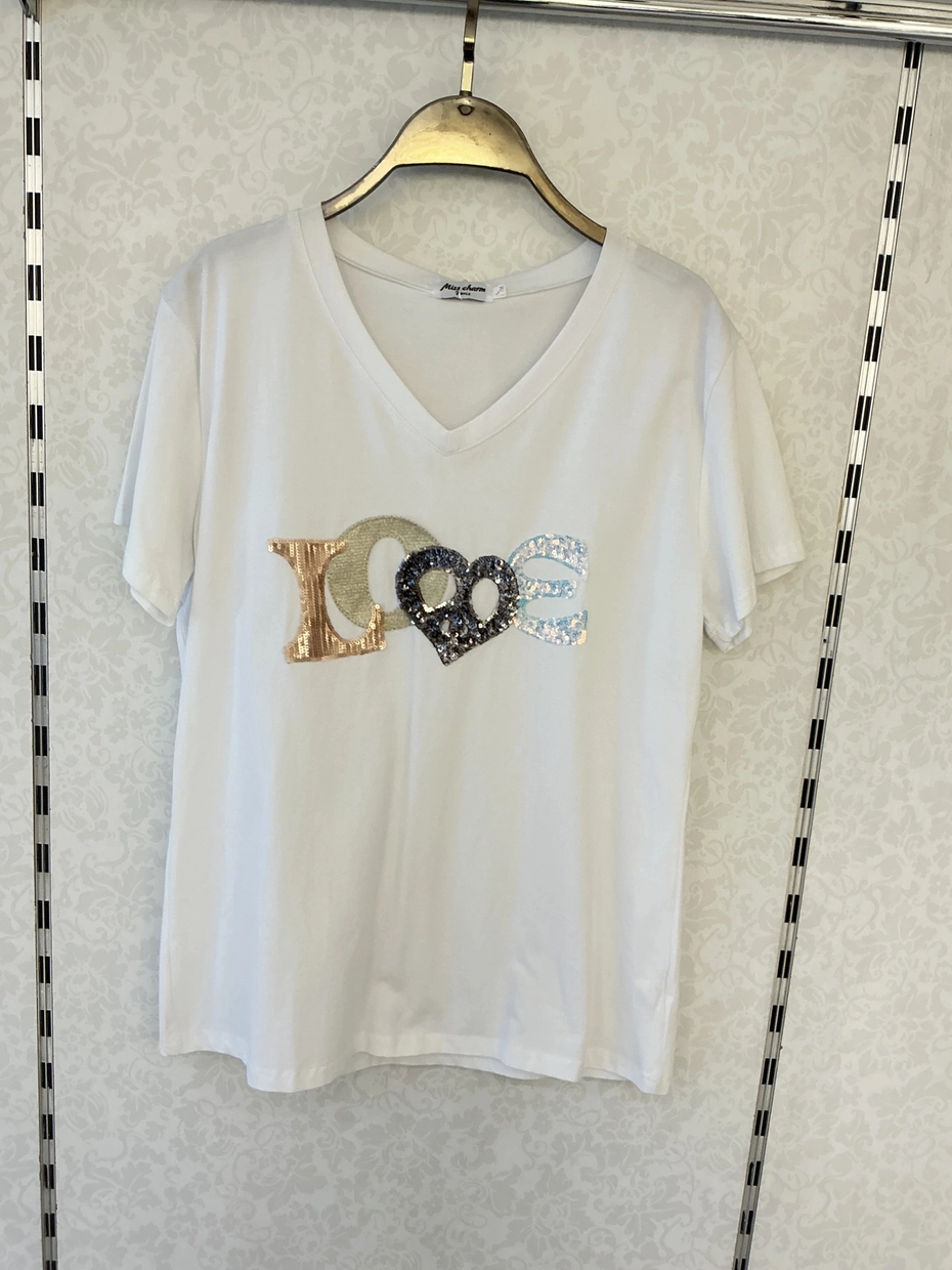 LOVE T-shirt - Elfenben, str. L/XL - Billede 2