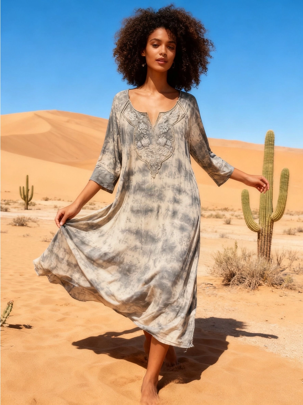 Bohemekjole med Broderi, one size
