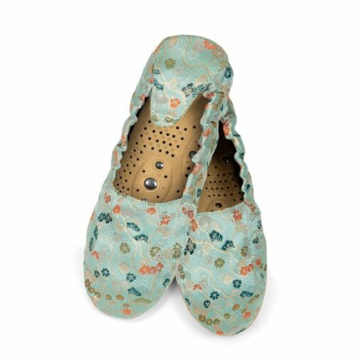Holistic Silk Massage Silke Slippers, Japanese Jade Brokade - large
