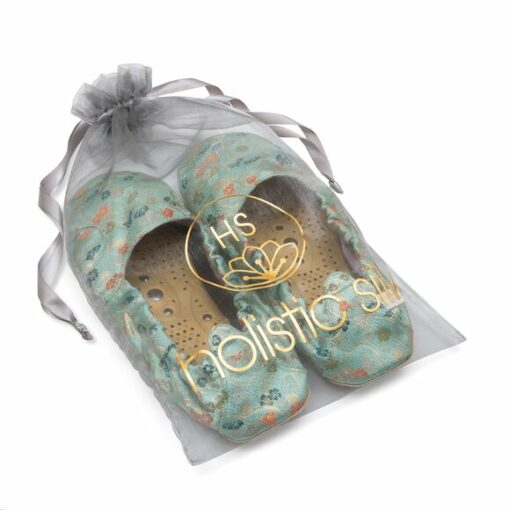 Holistic Silk Massage Silke Slippers, Japanese Jade Brokade - large - Image 2